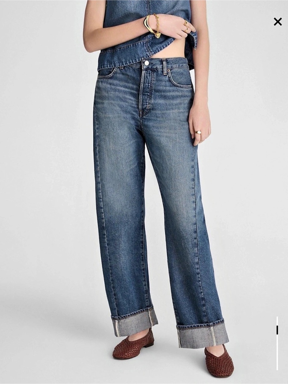 Madewell Pieced Barrel-Leg Jean Blue Jeans Waist 33